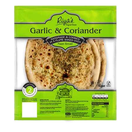 Riyas Garlic Coriander Naan 2pk 400g