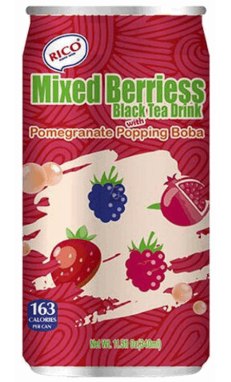 Rico Black Tea Mixed Berries Boba 350ml