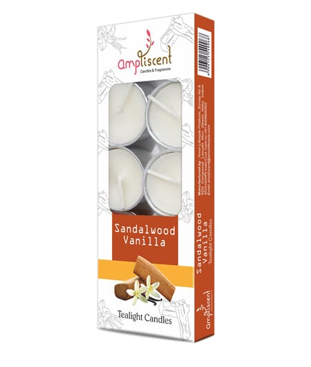 Ampliscent Sandal Vanilla Tealight Candle 10stk