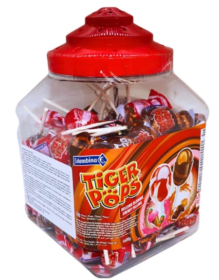 Tiger Pops Strawberry Caramel 100stk 1,6kg
